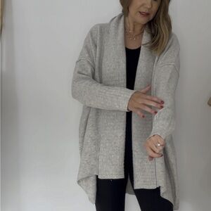 Women’s Knox Rose Light Gray Open-Front Draped Cardigan
